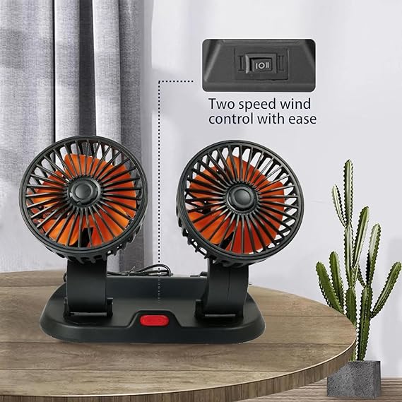 360° Rotatable Dual Heads fan for Cars